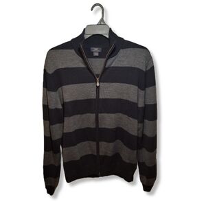 Brooks Brothers 346 100% Merino Wool Zip-up Sweater | Striped | Large